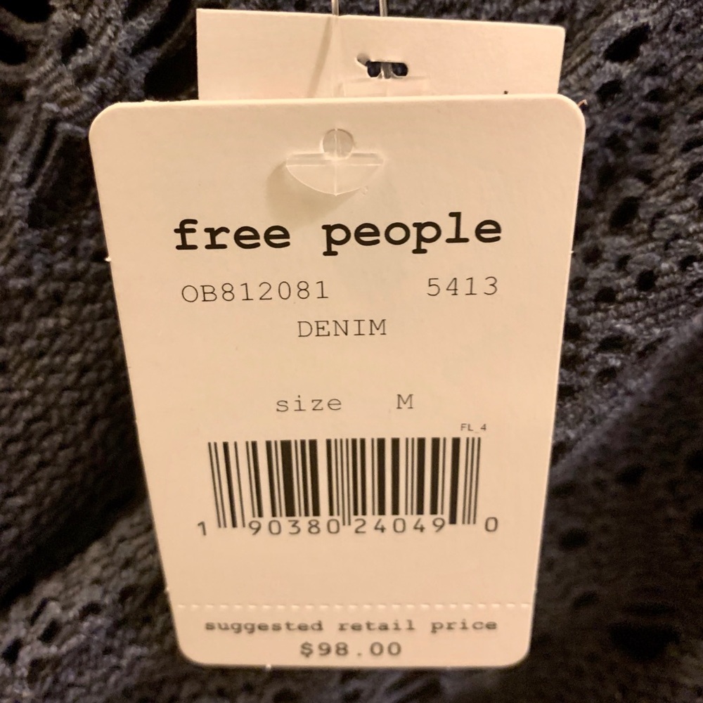 NWT Free People Strapless Eyelet Knit Mini Dress - Picture 5 of 5